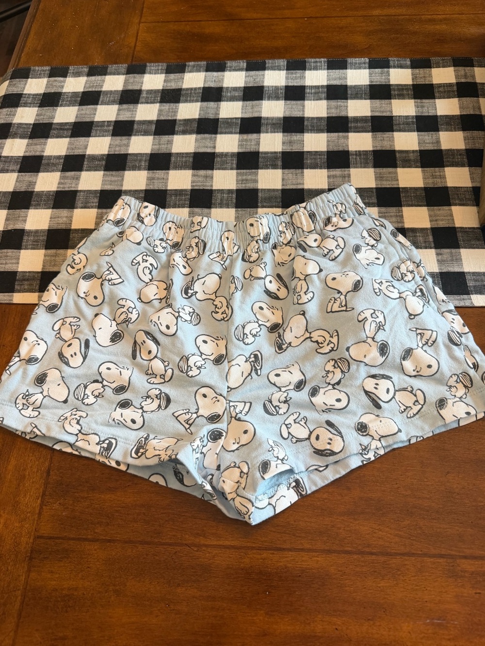 Peanuts Light Blue Snoopy Printed Cotton Blend Shorts